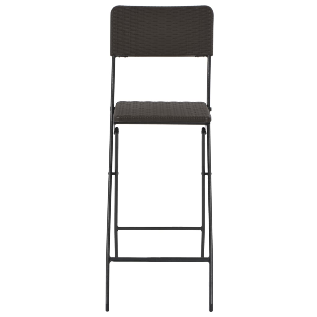Składane hokery barowe 2 szt. hdpe i stal brązowy wygląd rattanu - number 5.
