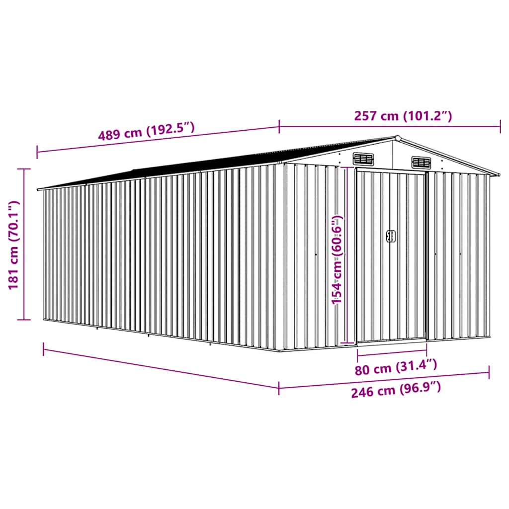 Vrtna kućica metalna - siva, 257 x 489 x 181 cm, 1 - number 9.