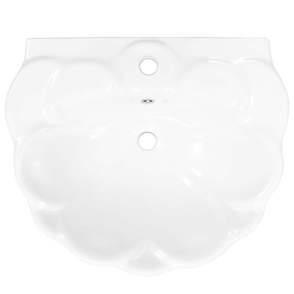 Lavabo sur pied en céramique blanc 580 x 510 x 200 mm - 580 x 510 x 200 mm (lxpxh), 190 x 170 x 675 mm (lxpxh) - number 6.