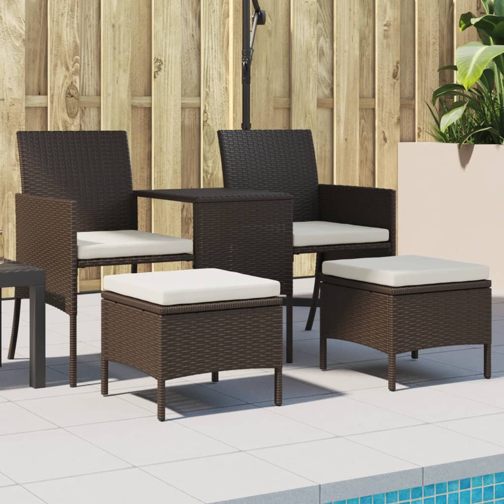 2-personers havesofa med bord og skamler polyrattan brun - number 1.