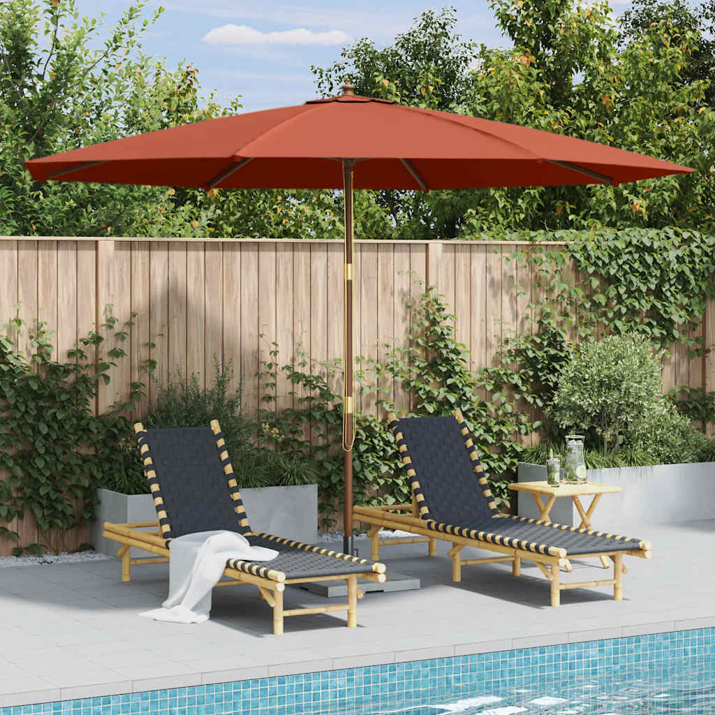 Outdoor parasol with wooden pole 350 cm terracotta - number 2.