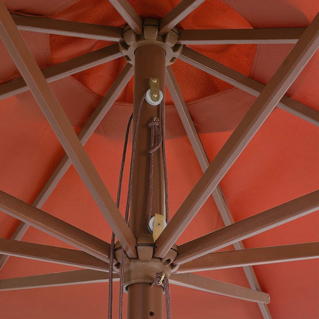Outdoor parasol with wooden pole 350 cm terracotta - number 4.