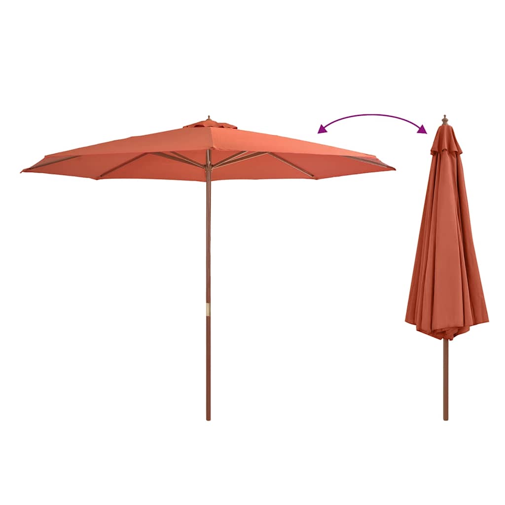 Outdoor parasol with wooden pole 350 cm terracotta - number 3.