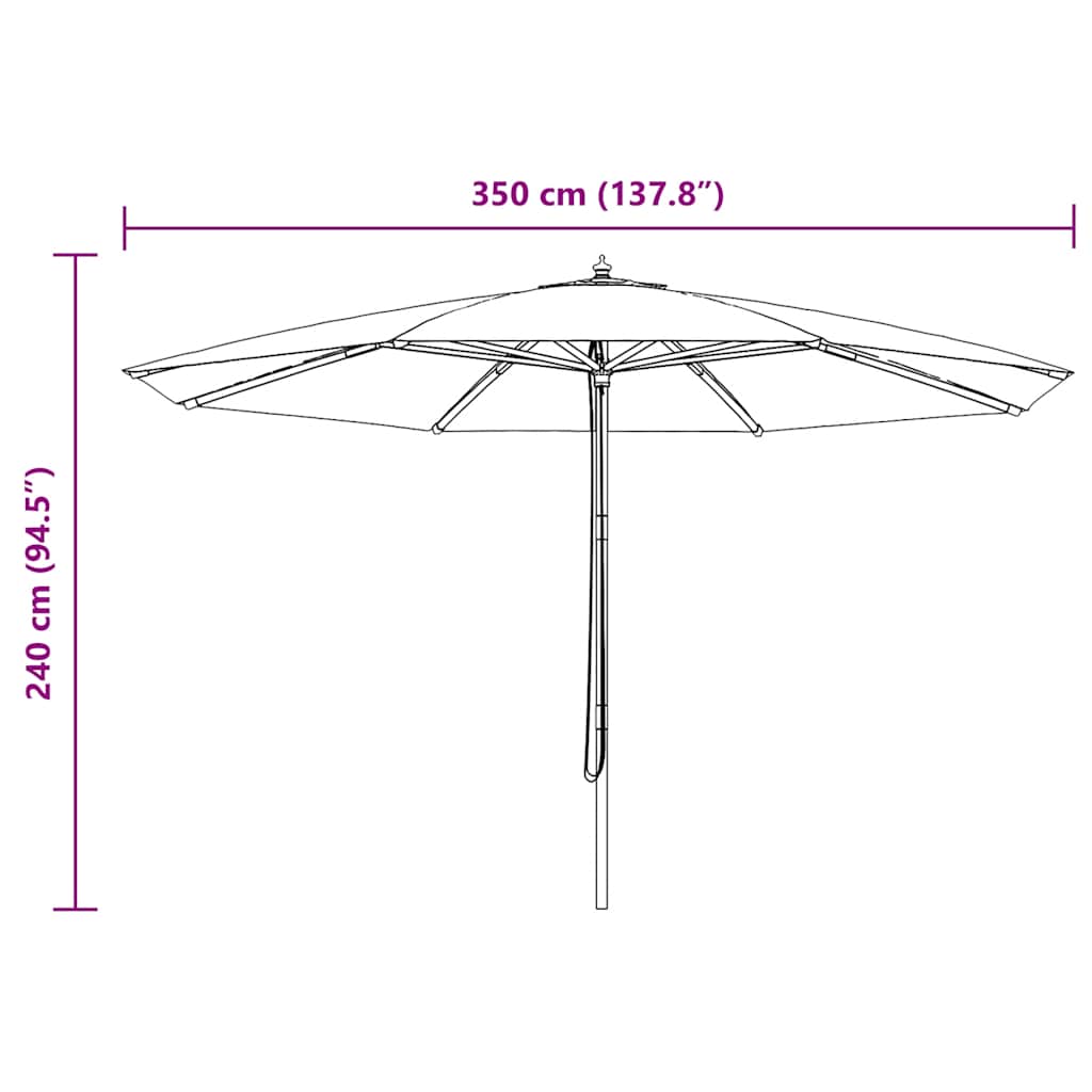 Udendørs parasol med træstang 350 cm sandhvid - number 4.