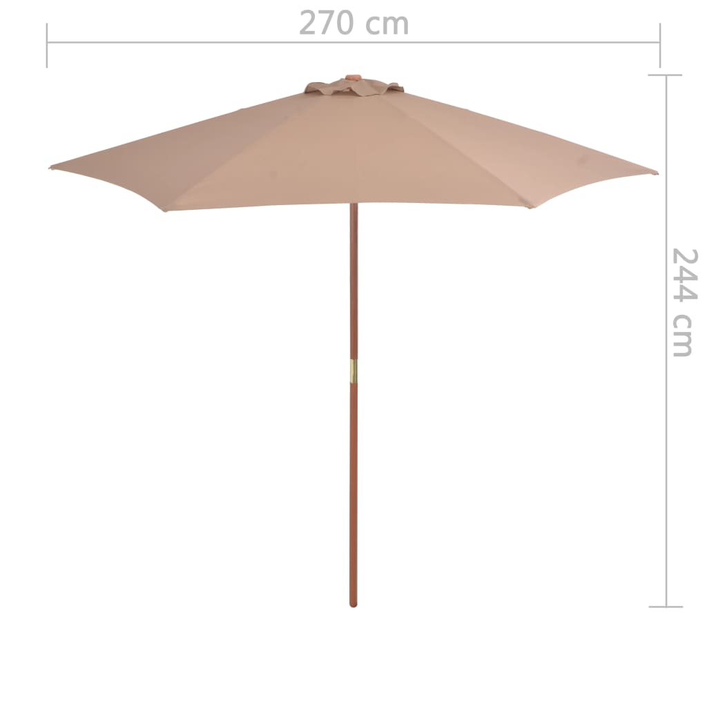 Parasol 270 cm wooden pole - grey-brown, 1 - number 6.
