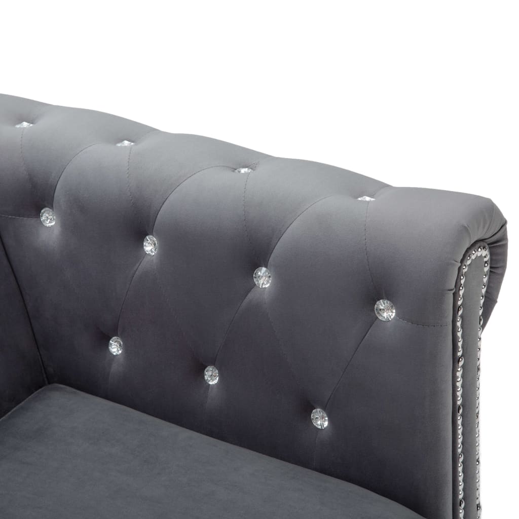 3-person chesterfield sofa velvet clothing 199 x 75 x 72 cm grå - number 7.
