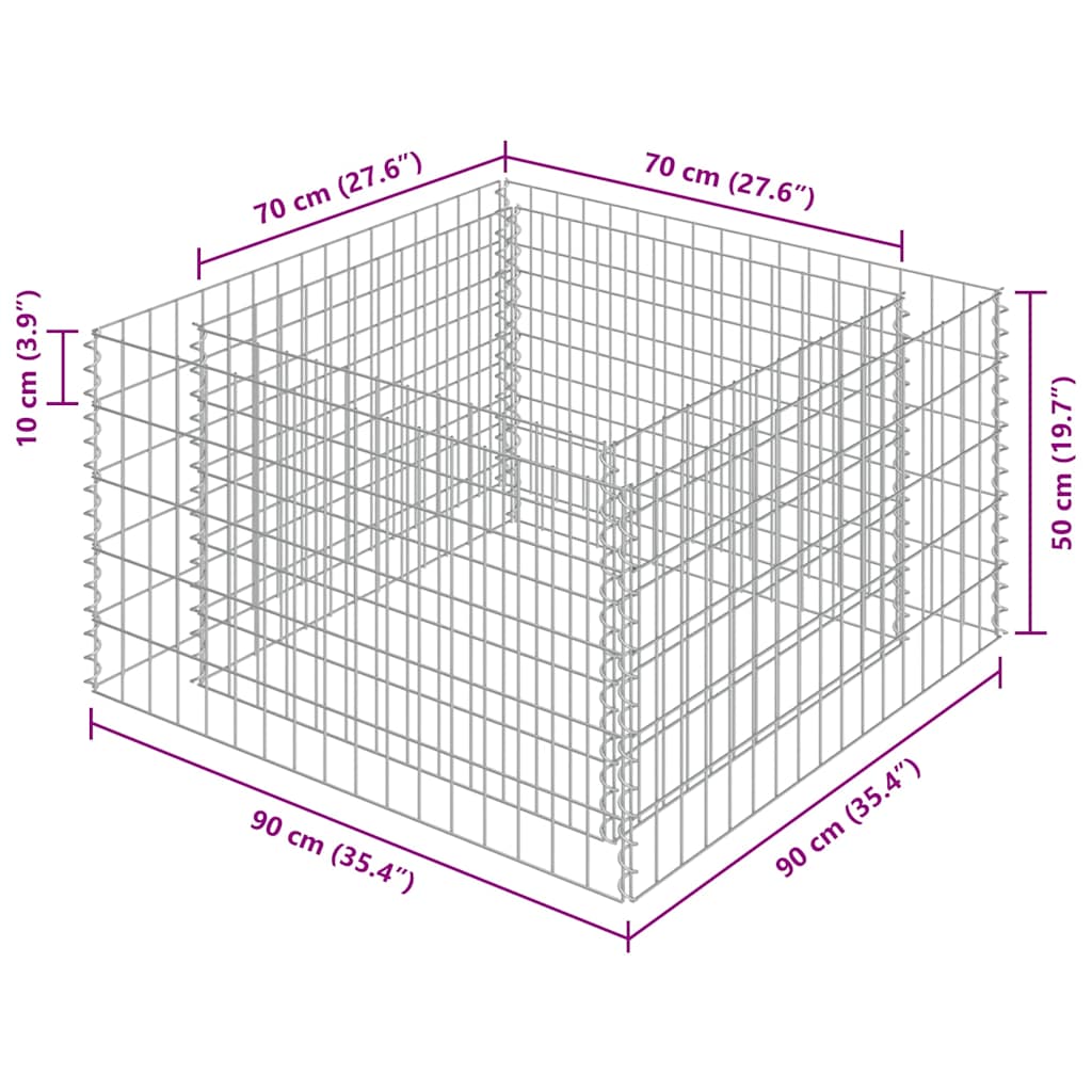 Gabion raised bed galvanized steel - 90 x 90 x 50 cm, 1 - number 7.