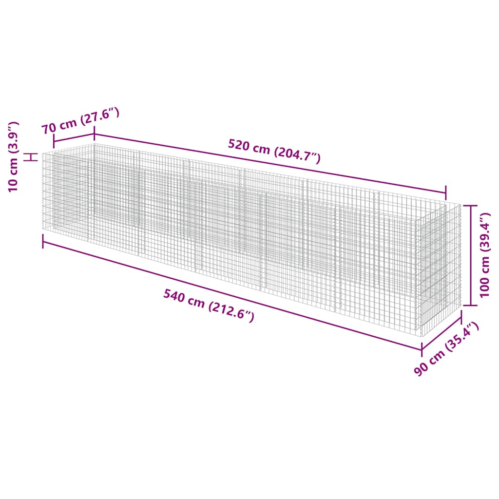 Gabion -visebani pocinčani čelik - 540 x 90 x 100 cm, 1 - number 8.