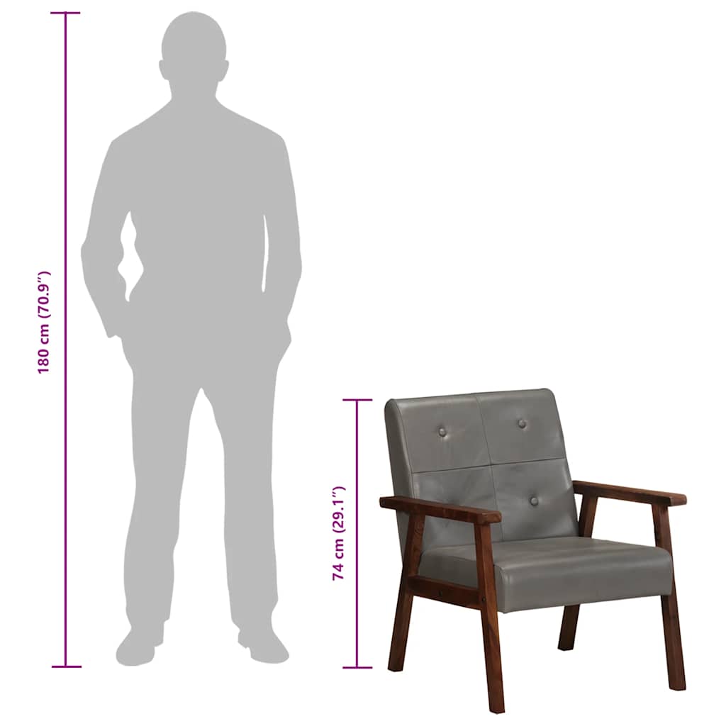 Lænestol ægte skind grå - number 10.