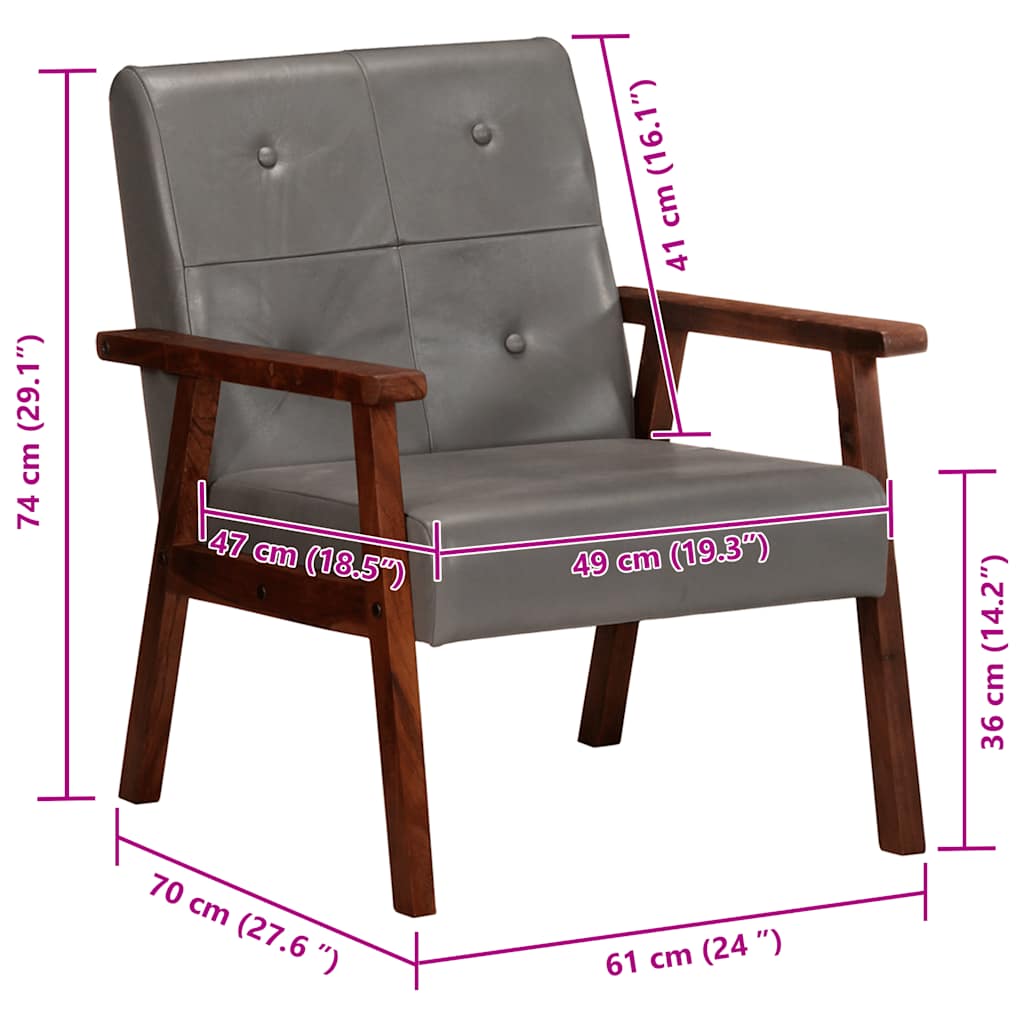 Lænestol ægte skind grå - number 9.