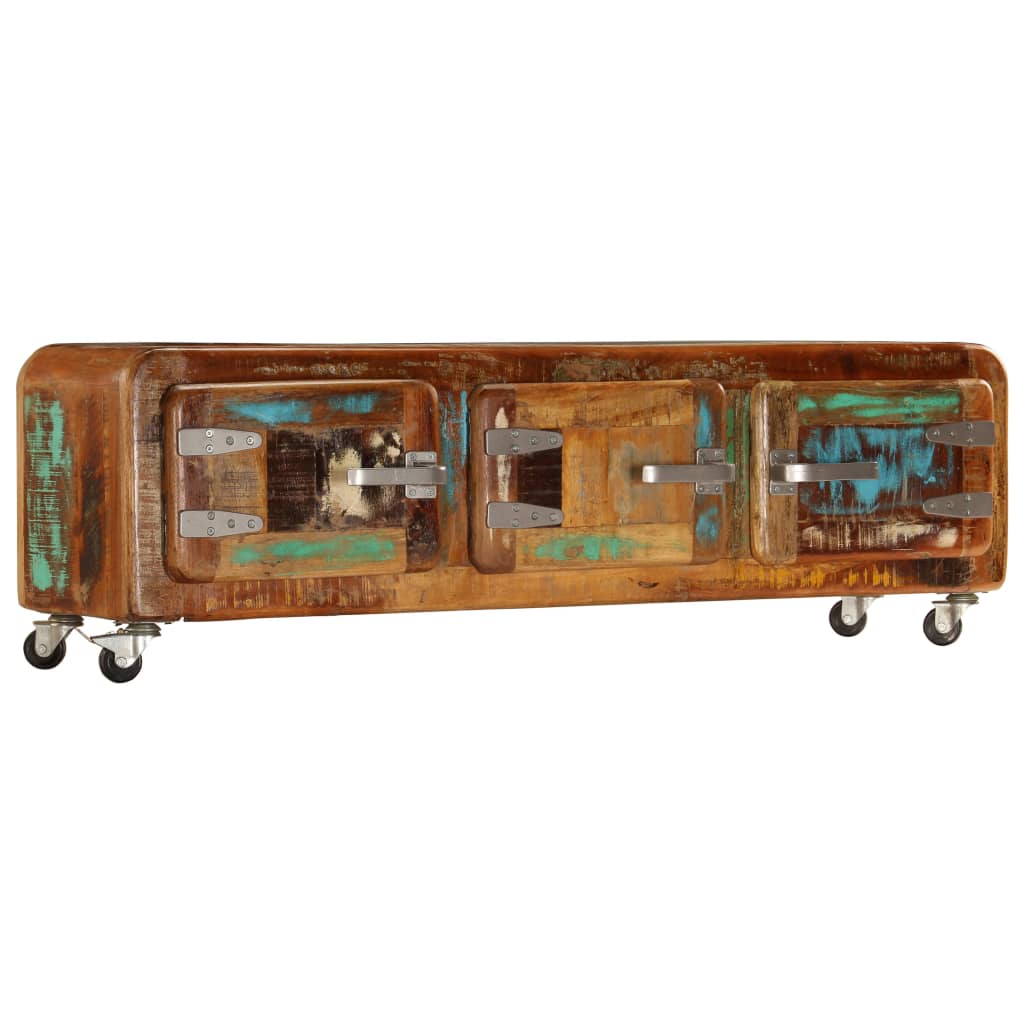 Tv cabinet 120x30x37 cm solid recycled wood - number 11.