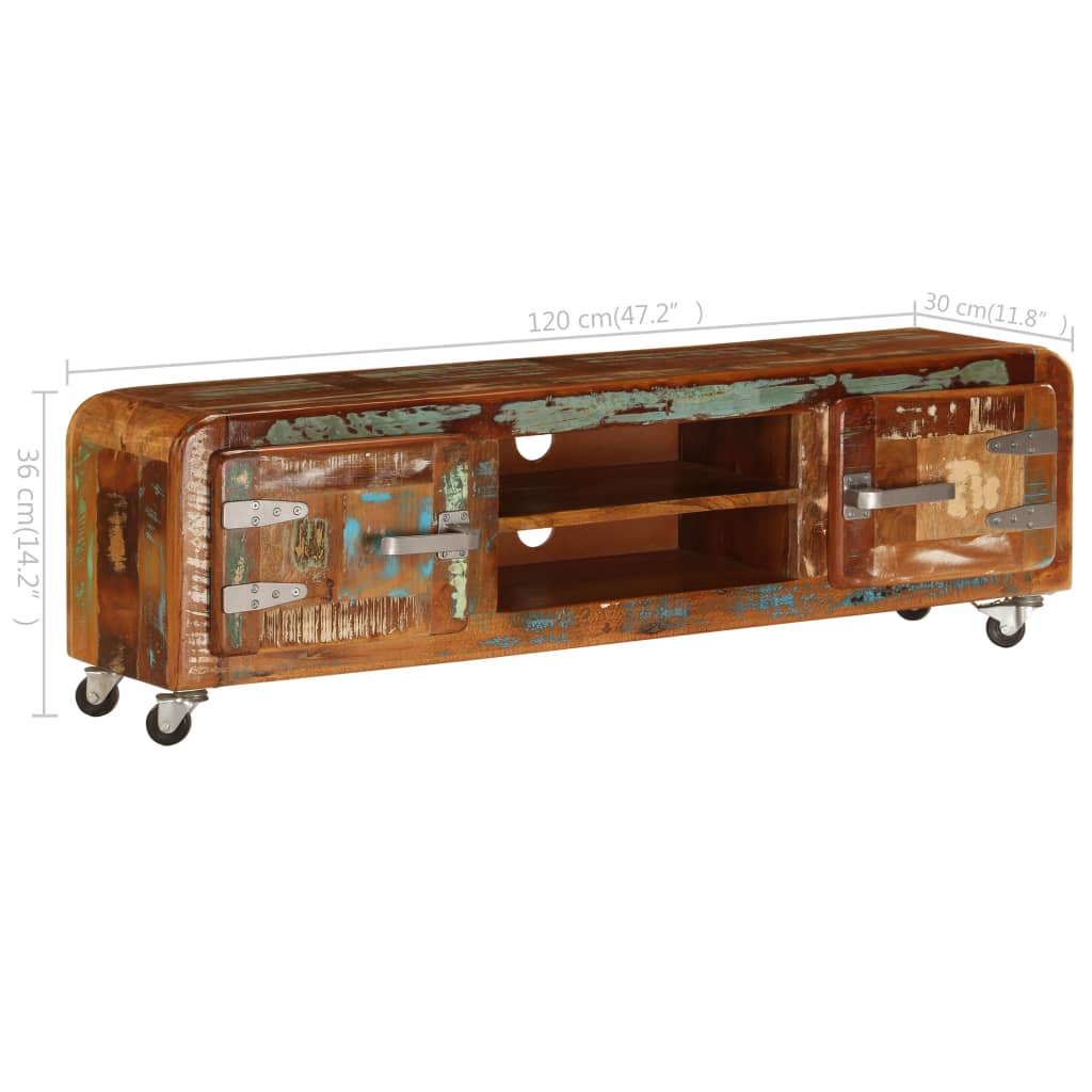 Tv-skab 120x30x36 cm massivt genbrugstræ - number 9.