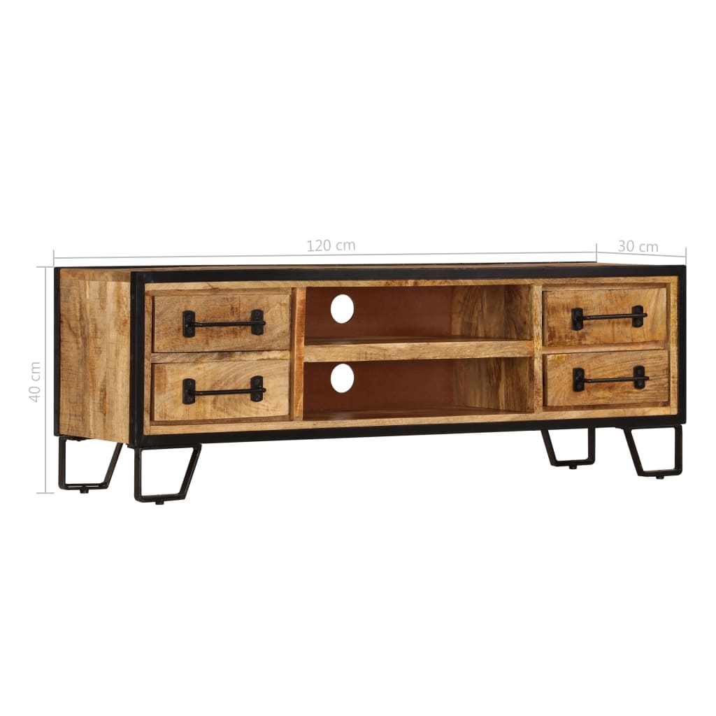 Tv cabinet with drawers solid mango wood 120 x 30 x 40 cm - number 11.