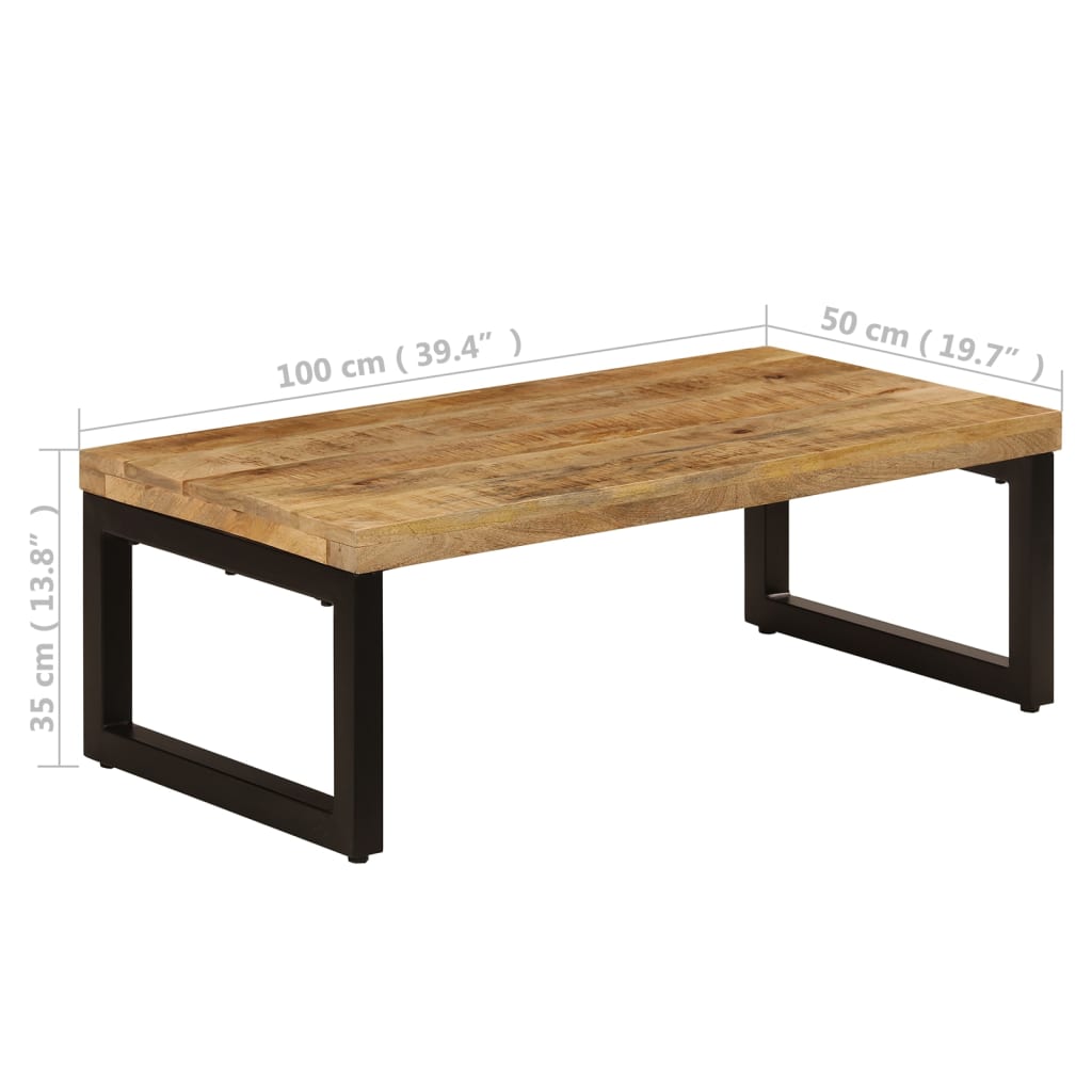 Stolik kawowy 100x50x35 cm lite drewno mango i stal - number 9.