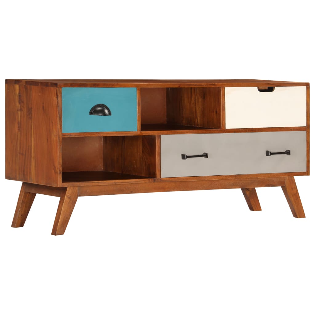 Tv cabinet with 3 drawers solid acacia wood 110 x 35 x 50 cm - number 12.