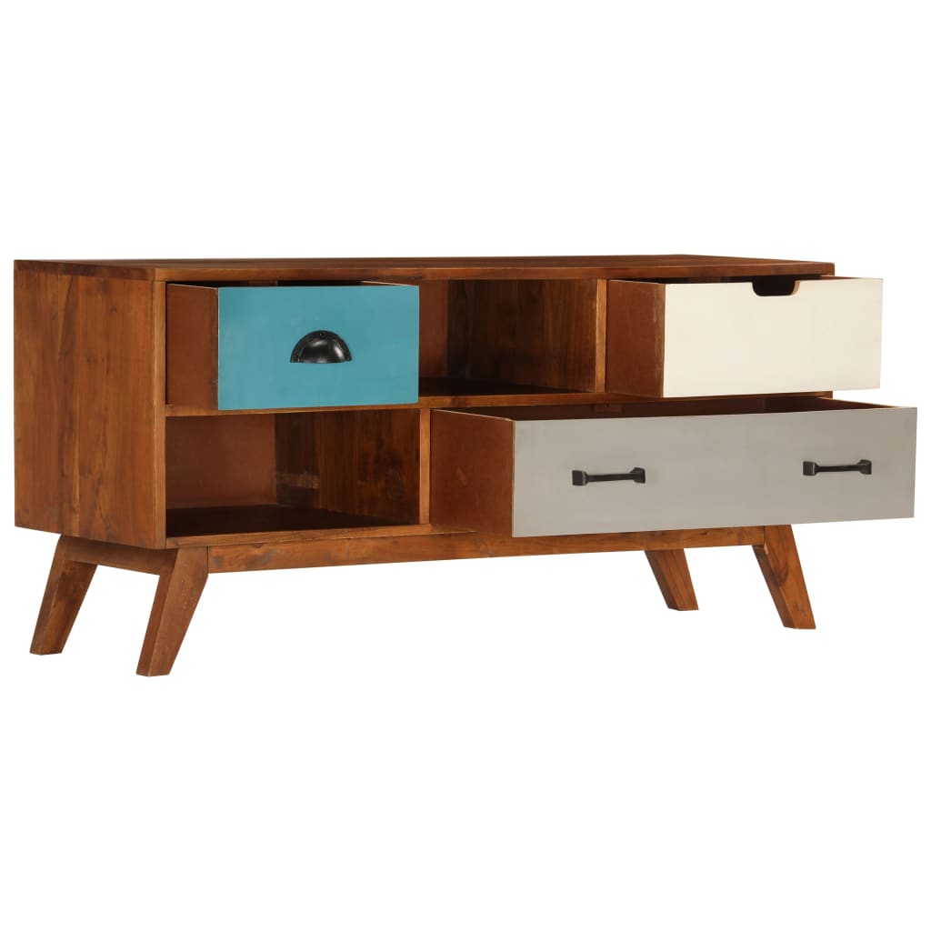 Tv cabinet with 3 drawers solid acacia wood 110 x 35 x 50 cm - number 5.