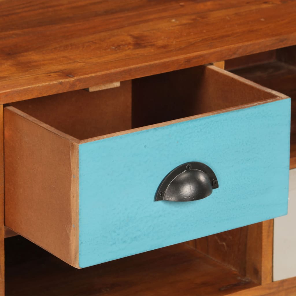 Tv cabinet with 3 drawers solid acacia wood 110 x 35 x 50 cm - number 8.