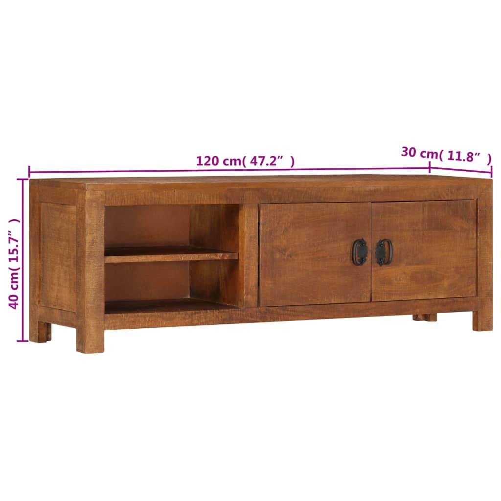 Tv cabinet 120x30x40 cm solid mango wood - number 7.