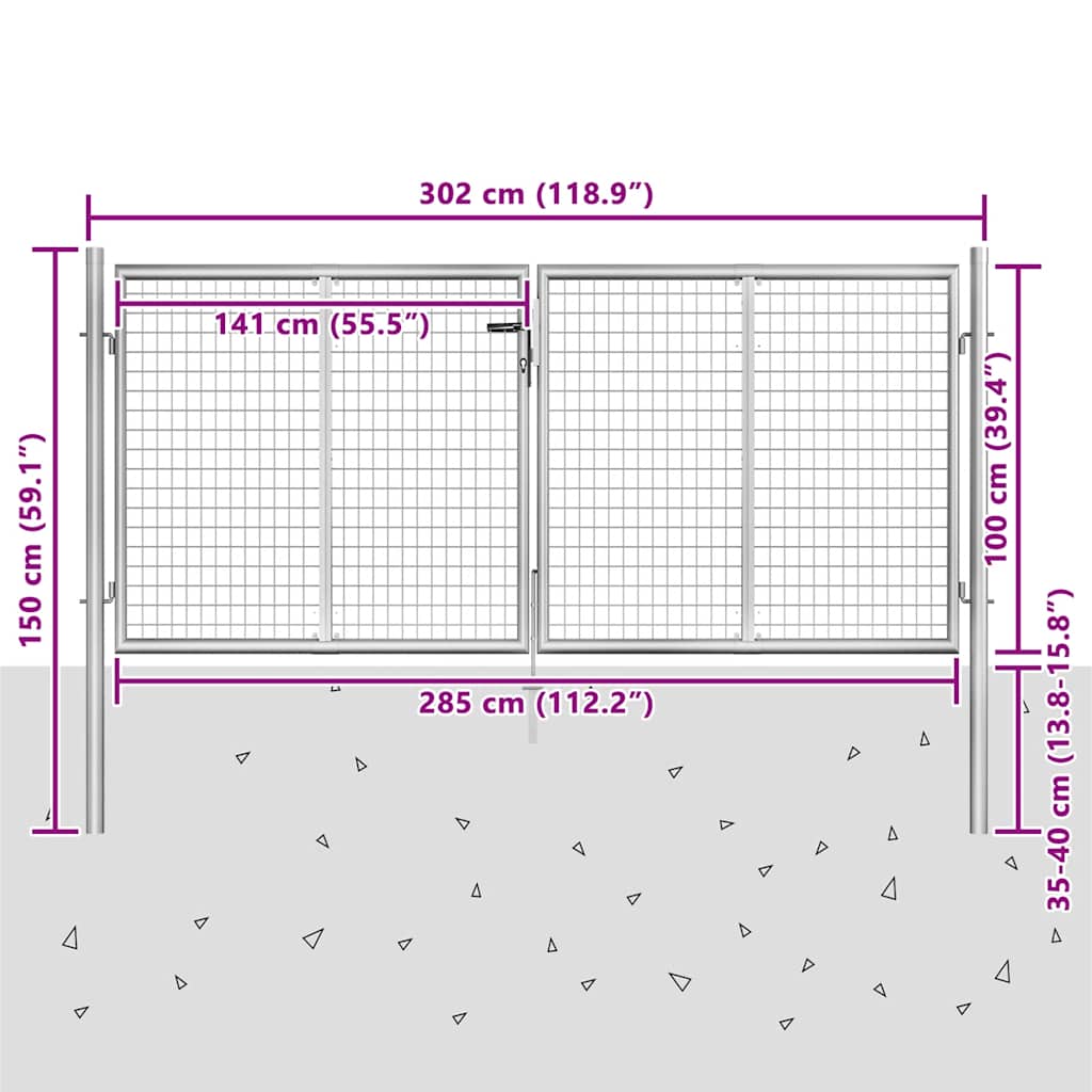 Garden galva pocinčani čelik 306 x 150 cm srebrna boja - number 5.