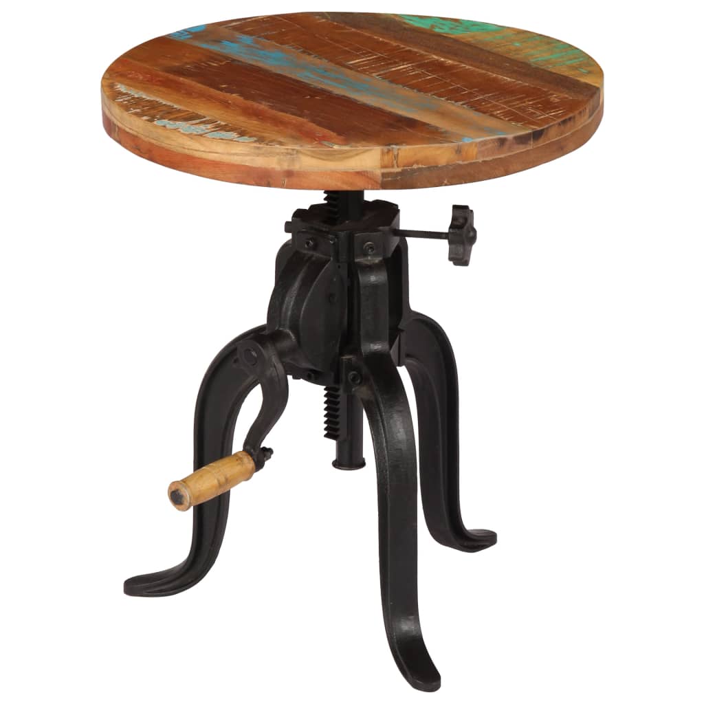 Pomoćni stol 45x(45-62) cm čvrsto reciklirano drvo i lijevano željezo - number 8.