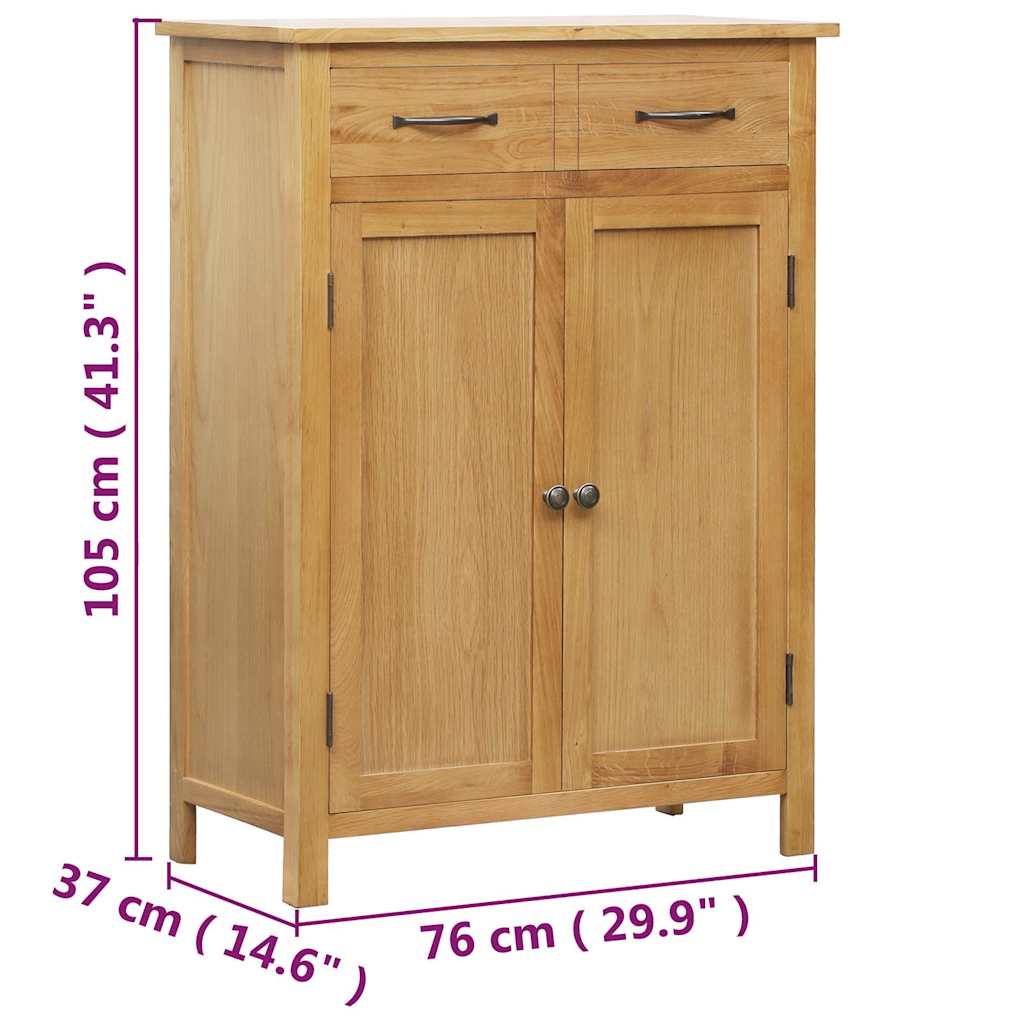 Shoe cabinet 76 x 37 x 105 cm solid oak - number 8.