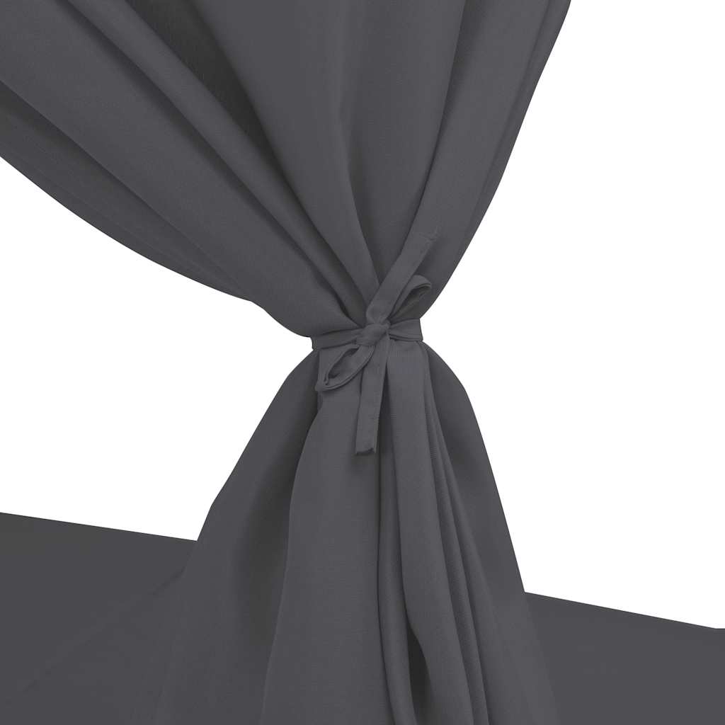 Udendørs solseng med gardiner polyrattan grå - number 6.