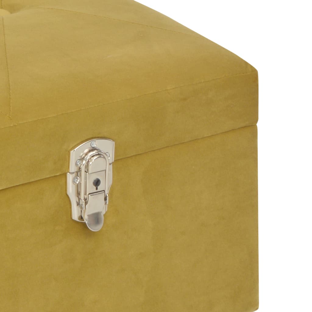 Bænk med opbevaringsrum 105 cm fløjl sennepsfarvet - number 6.