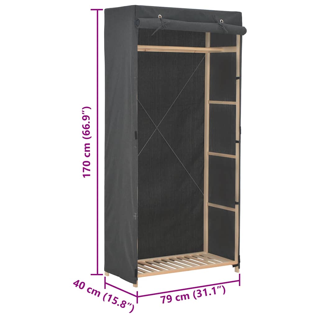 Ormar 79 x 40 x 170 cm tkanina siva - number 6.