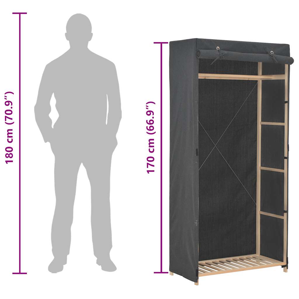 Ormar 79 x 40 x 170 cm tkanina siva - number 7.