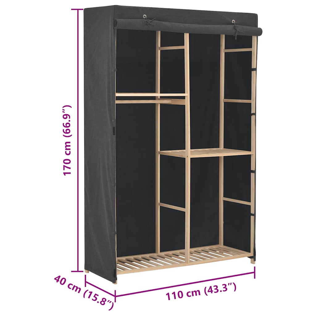 Šatní skříň ve 3 úrovních 110 x 40 x 170 cm látka - šedá, 1 - number 6.