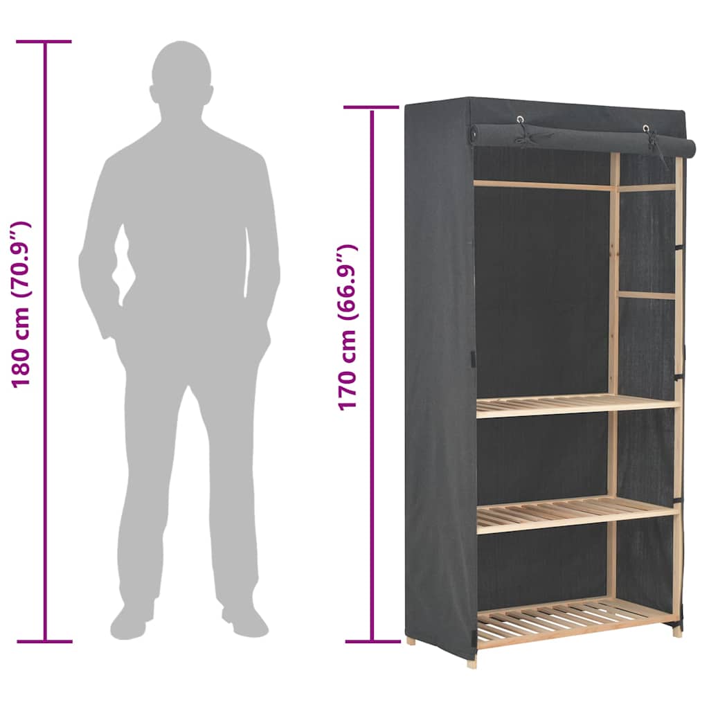 Ormar u 3 razine 79 x 40 x 170 cm tkanina - siva, 1 - number 7.