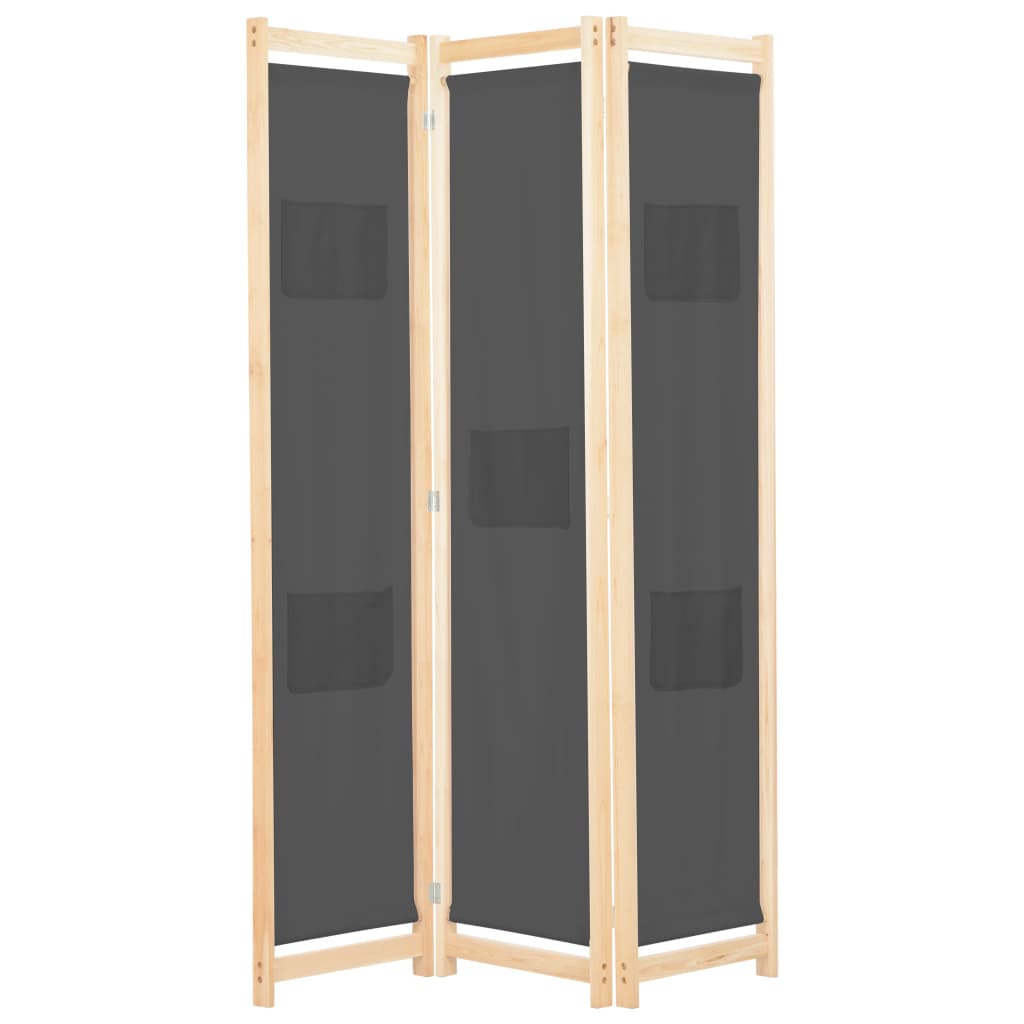 3-panels rumdeler 120 x 170 x 4 cm stof - grå, 3 - number 1.