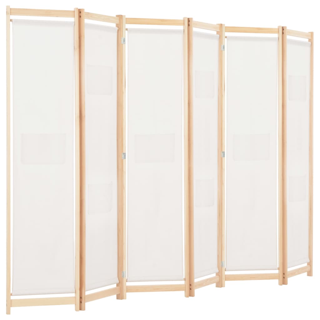 6-panels romdeler 240 x 170 x 4 cm stoffkrem - krem, 6 - number 3.