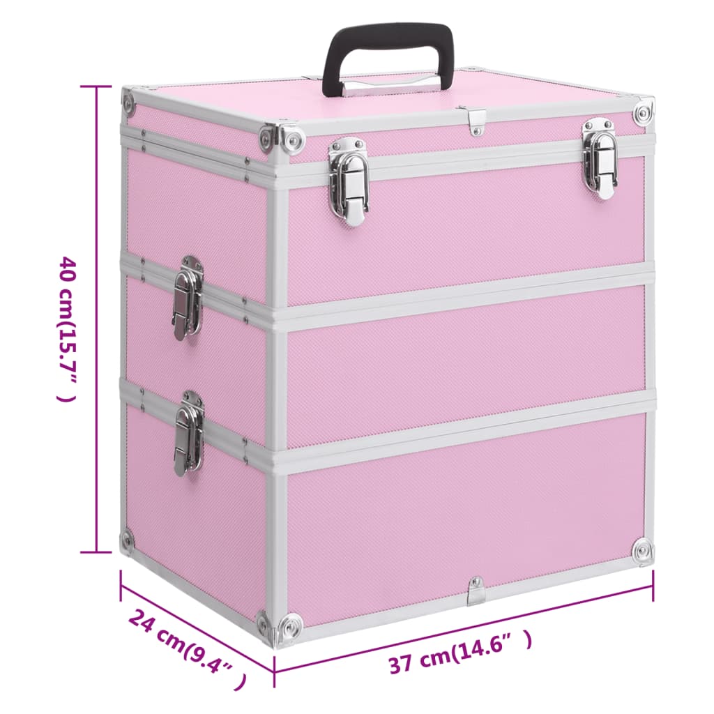 Make -up koffer 37 x 24 x 40 cm roze aluminium - roze, 1 - number 9.