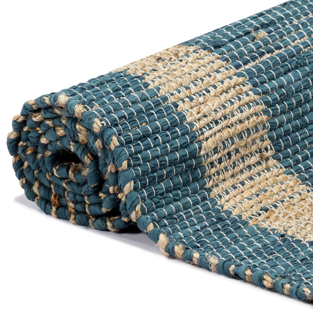 Handmade rug jute 160 x 230 cm - blue, ooo 4 - number 3.