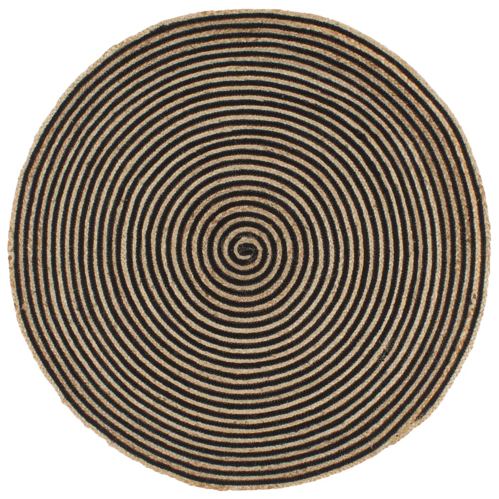Tapis en jute fait main avec motif en spirale - noir, 150 cm - number 1.