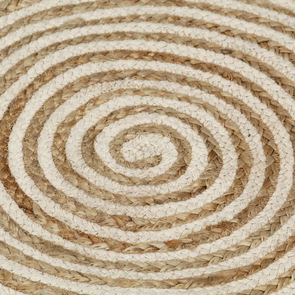 Tapis en jute fait main avec motif en spirale - blanc, 90 cm - number 4.