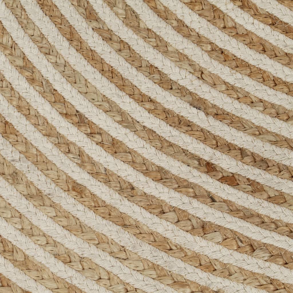 Tapis en jute fait main avec motif en spirale - blanc, 90 cm - number 5.