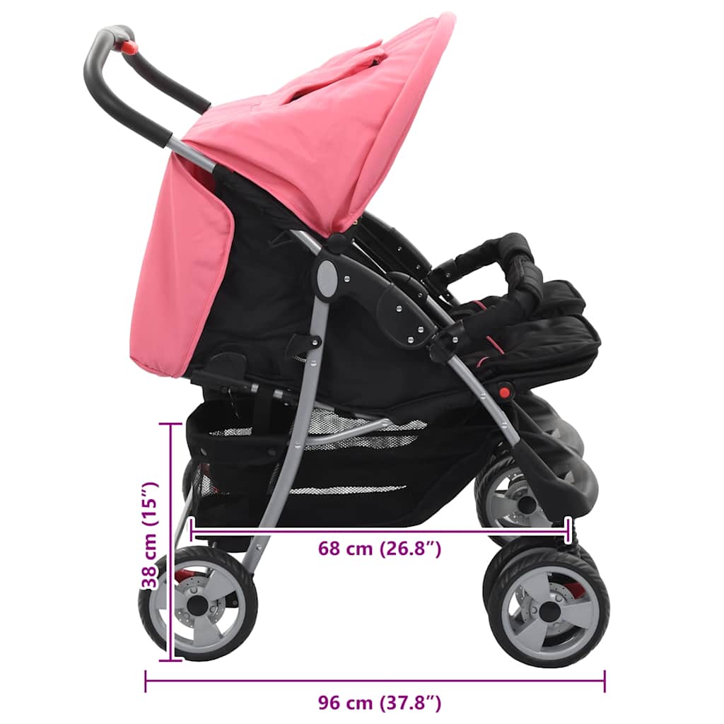 Kolica za blizance čelična ružičasta i crna - number 10.