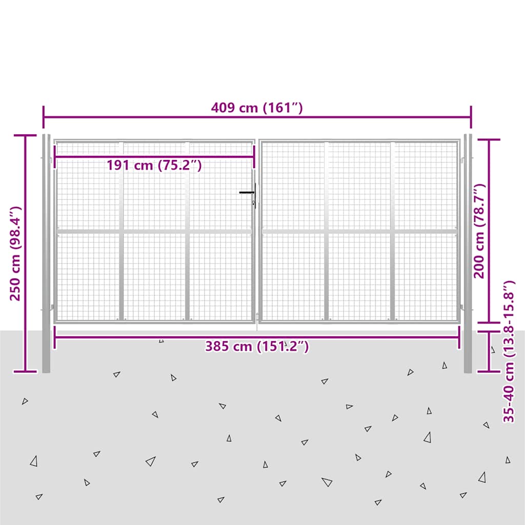 Garden galva pocinčana čelična srebrna boja - srebro, 415 x 250 cm - number 5.