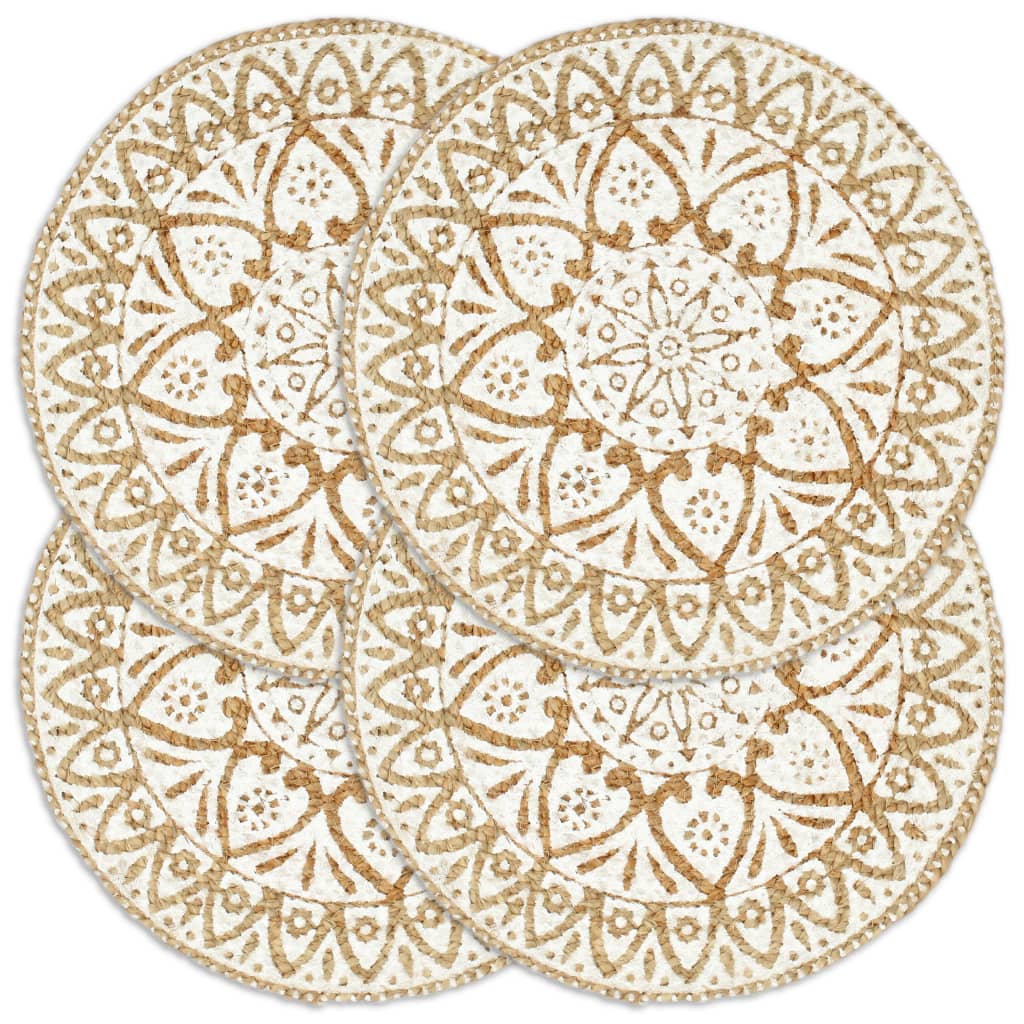 Dækkeservietter stk. rund 38 cm - hvid, 4, jute - number 1.