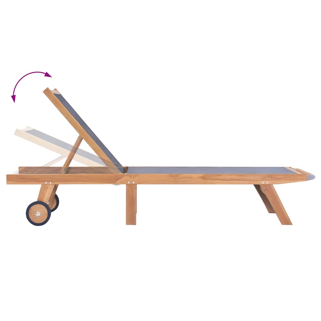 Sklopiva ležaljka s kotačima od čvrste tikovine i tekstila - number 4.