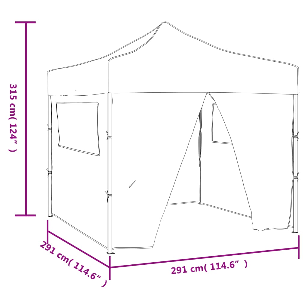 Foldable marquee pop-up with 4 side walls 3 x 3 m anthracite grey - number 11.