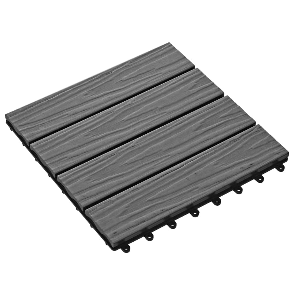 11 stk. terrassefliser med prægning 30x30 cm m2 wpc - grå, 1 - number 3.