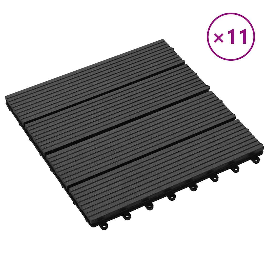 Terrassefliser pc -er. wpc 30 x 30 cm 1 m2 - svart, mønster 1, 11 - number 1.