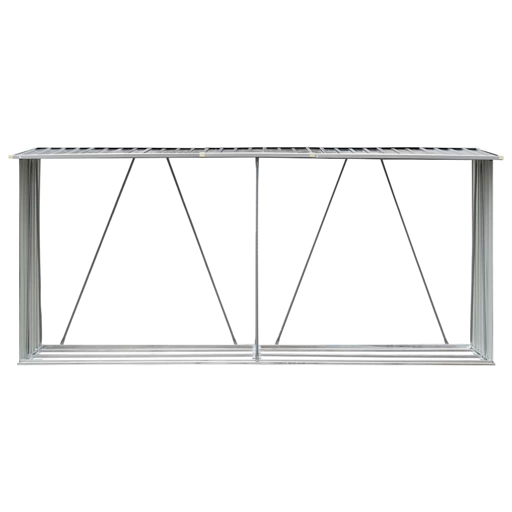 Brændeskur til haven galvaniseret stål 330x84x152 cm - grå - number 3.