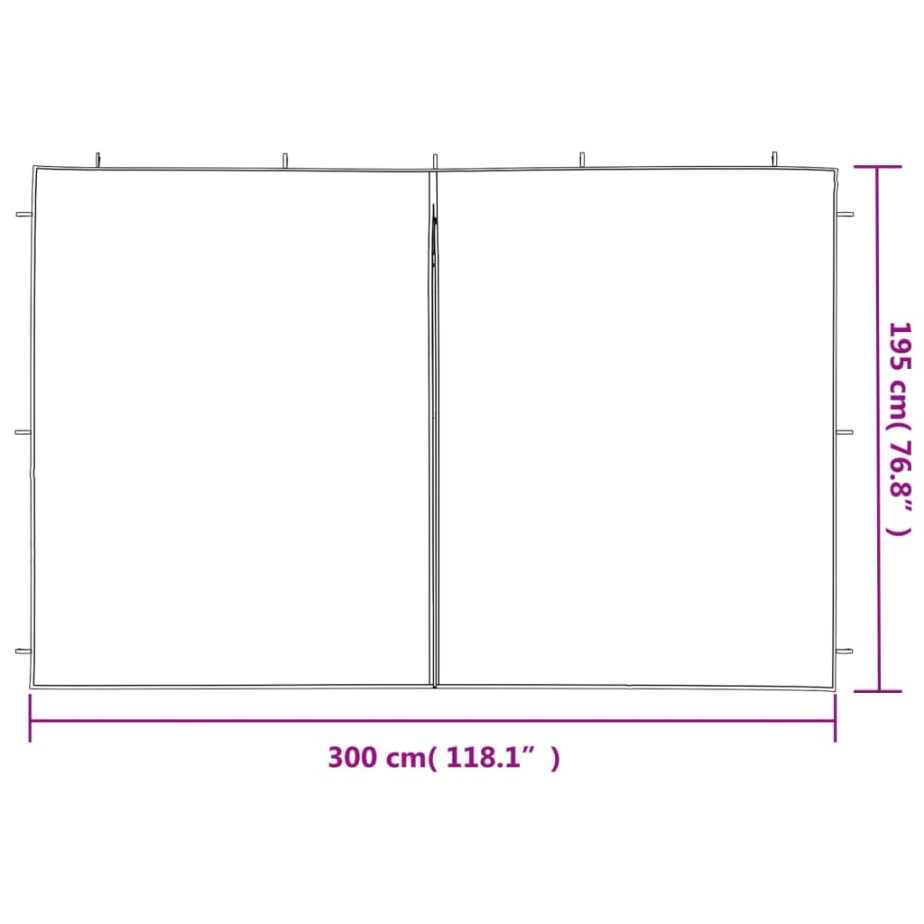 Walls for marquee 2 pcs. with zipper pe green - number 5.