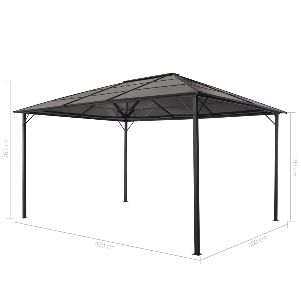 Paviljon s krovom aluminij 4 x 3 x 2,6 m crn - number 5.