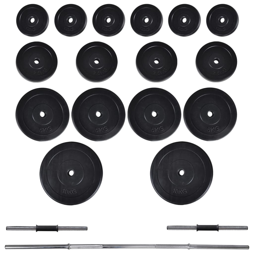 Vægmonteret styrketårn med vægtstang- og håndvægtsæt 60,5 kg - number 10.