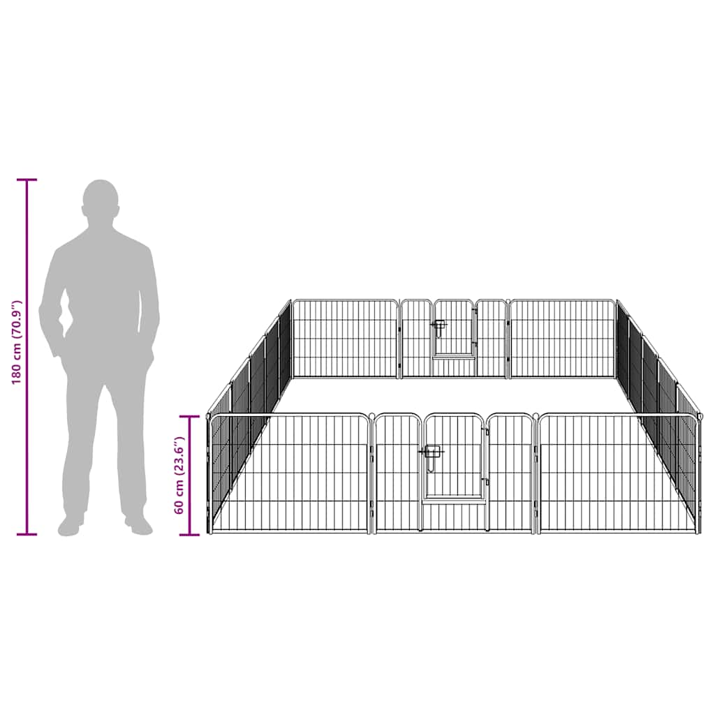 Aire de jeu pour chiens en acier noir - 60 x 80 cm, 1, 16 panneaux - number 8.